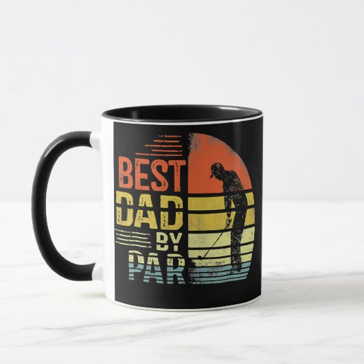 Mug Best Dad By Par Retro Fête des pères Cadeau Golf (Gauche)