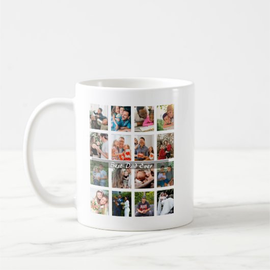 Mug Best Dad Ever 16 Photo Collage Personalized Father (Gauche)