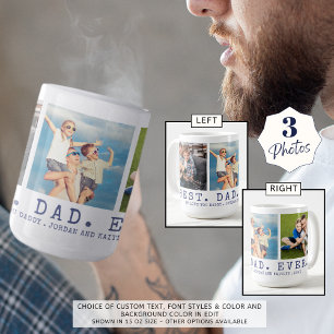 Mug BEST DAD EVER 3 Photos Marine Blue Custom