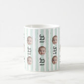 Mug Best Dad Ever Cute Stripes Baby Face Photo (Centre)