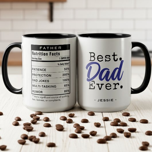 Mug Best Dad Ever Nutrition Facts Father's Day