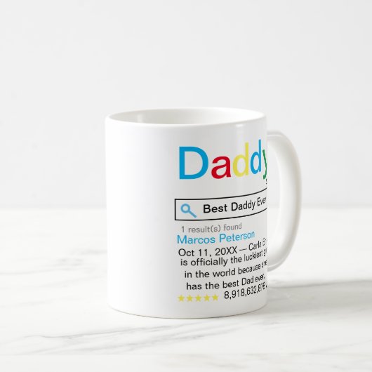 Mug Best Daddy Ever Search Engine Résultat avec messag (Devant droit)
