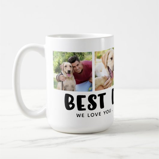 Mug BEST DOG DAD 4 Photo Collage Empreinte de patte (Gauche)