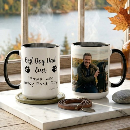 Mug Best Dog Dad Paws Pet Photo Coffee