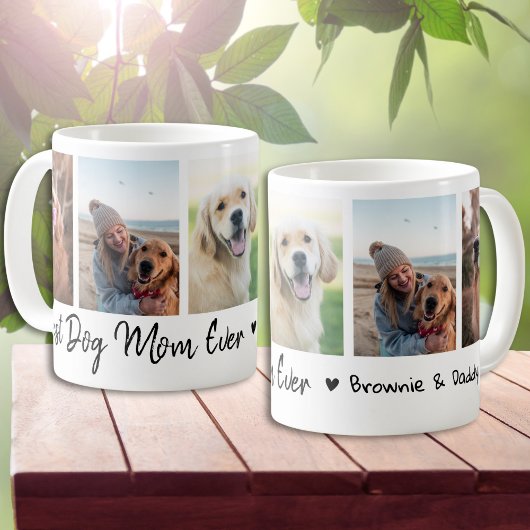 Mug Best Dog Mom Ever Pet 5 Photo Collage White