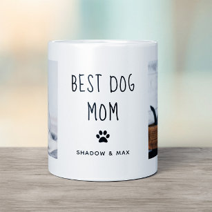 Mug Best Dog Mom   Two Photo Handwritten Text