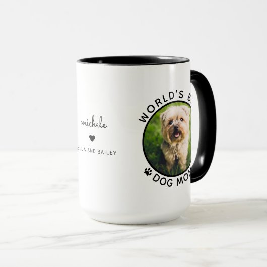 Mug Best Dog Mom Two Photo Typographie moderne (Devant droit)