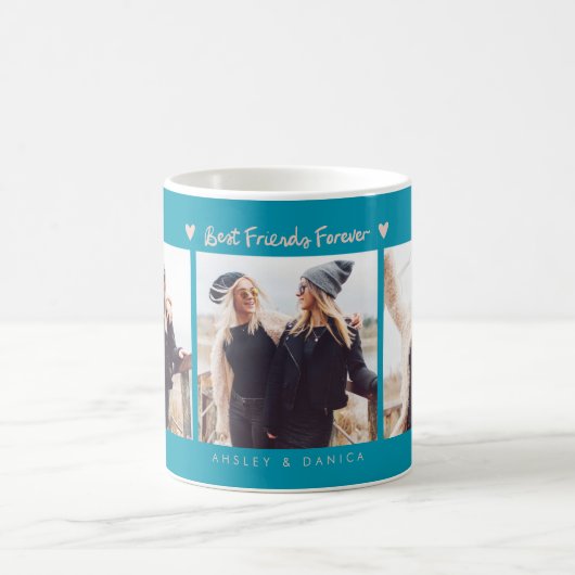 Mug Best Friends Forever Photo Multi Photo Aqua Peach (Centre)