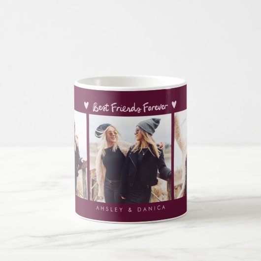 Mug Best Friends Forever Photo Multi Photo Cranberry (Centre)