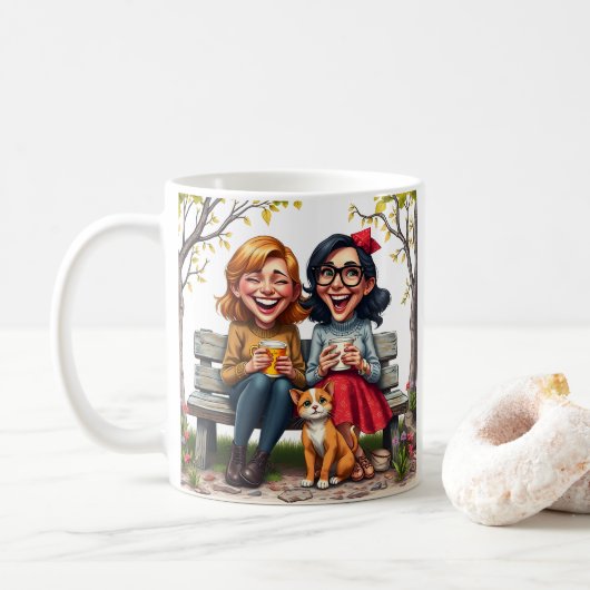 Mug Best Friends Ladies Boire Citation de café Cat Cat (Avec donut)