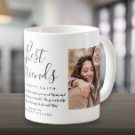 Mug Best Friends Modern Elegant Script Citation 2 Phot<br><div class="desc">Personnalisez avec vos 2 photos préférées et le nom et le devis de votre meilleur ami pour créer un cadeau unique. Une façon parfaite de leur montrer à quel point ils sont extraordinaires chaque jour. Conçu par Thisisnotme©</div>