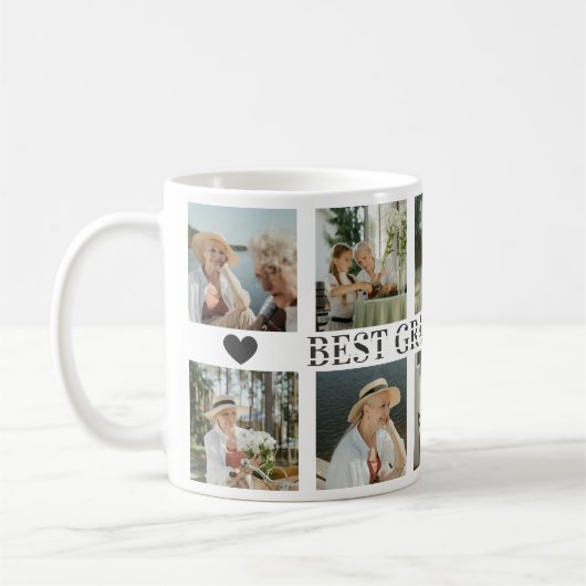 Mug Best Grandma Ever Photo Collage – Gift with Hearts (Gauche)