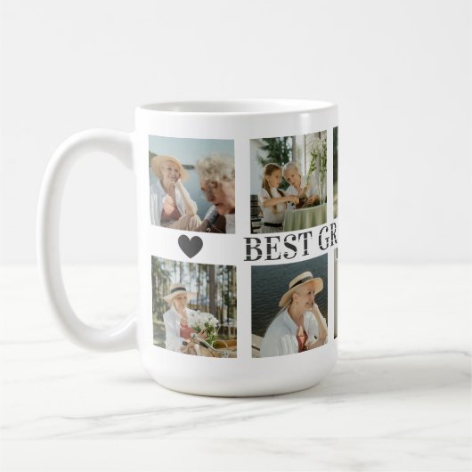 Mug Best Grandma Ever Photo Collage – Gift with Hearts (Gauche)