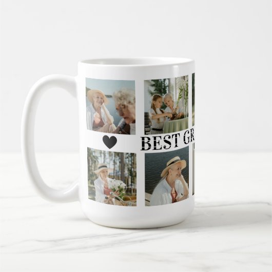 Mug Best Grandma Ever Photo Collage – Gift with Hearts (Gauche)