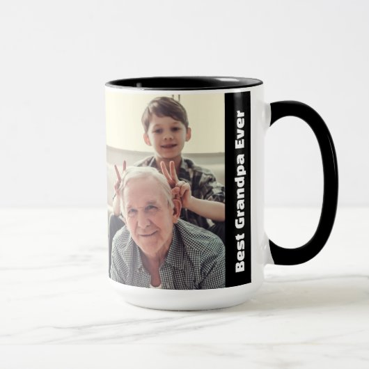 Mug Best Grandpa Ever 2Photo Collage Minimalist (Droite)