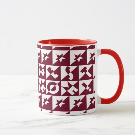 Mug Best Mama Red and White Pattern with Stars (Droite)