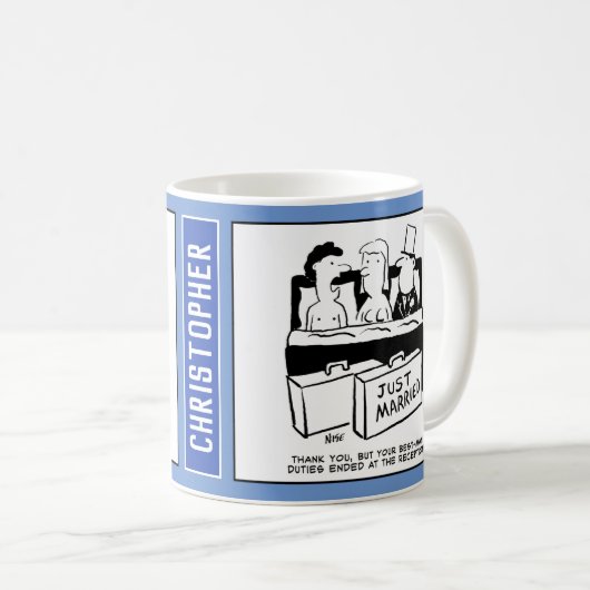 Mug Best Man est en Bed with Bride & Groom. (Devant droit)