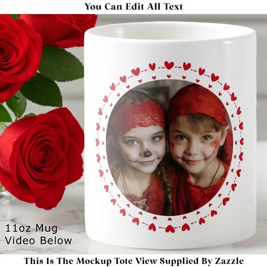 Mug Best Mom / Dad Ever, Photo & Red Hearts, Modern 