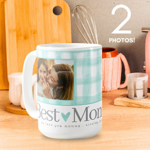 Mug Best Mom Ever 2 Photo En vichy Coeurs Fête des mèr
