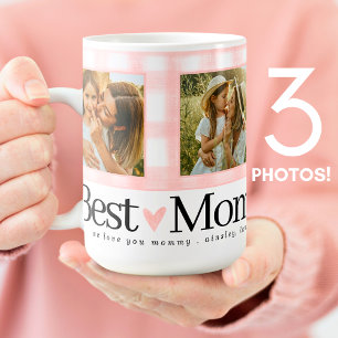 Mug Best Mom Ever 3 Photo Fête des mères En vichy Coeu