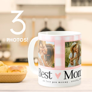 Mug Best Mom Ever 3 Photo Fête des mères En vichy Coeu