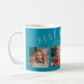 Mug Best Mom Ever 4-Photo Aqua Peach Mothers Day (Gauche)