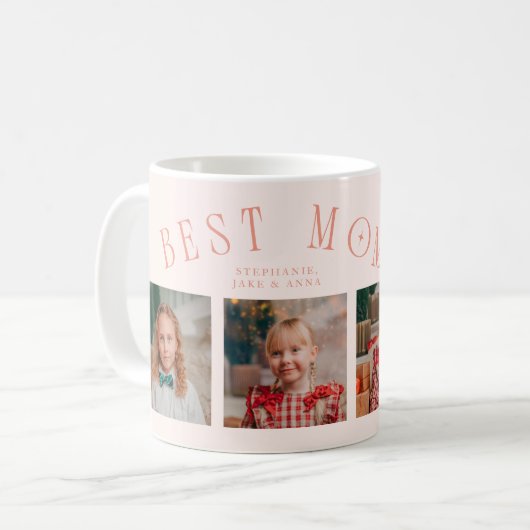 Mug Best Mom Ever 4-Photo Peach Mothers Day (Devant gauche)