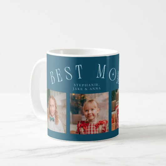 Mug Best Mom Ever 4-Photo Teal Mothers Day  (Devant gauche)