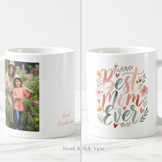 Mug Best Mom Ever Boho Custom Photo and Name