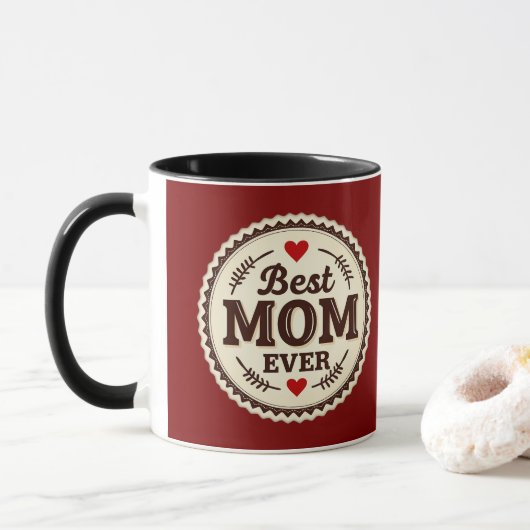 Mug Best Mom Ever Classic Retro Design (Avec donut)
