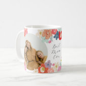 Mug Best Mom Ever Custom Photo Keepsake Happy Floral (Devant gauche)