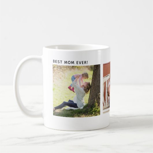 Mug Best Mom Ever, Custom Three Photo Personalized (Gauche)