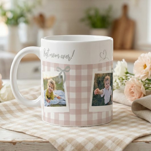 Mug Best Mom Ever Gingham Photo Collage