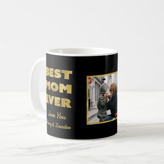 Mug Best Mom Ever Photo Name Modern Mother's Day (Devant gauche)