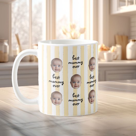 Mug Best Mommy Ever Cute Stripes Baby Face Photo