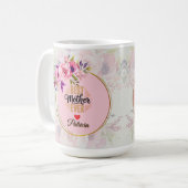 Mug Best Mother Ever - Pink Floral Custom Name (Devant gauche)