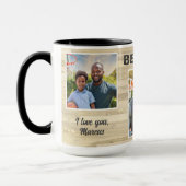 Mug Best Papa Ever Wood 3 Photo Collage père (Gauche)