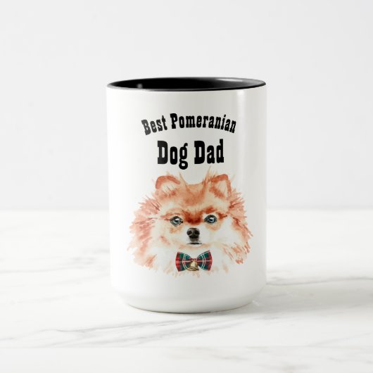 Mug Best POMERANIAN DOG DAD - mignon visage illustré (Centre)