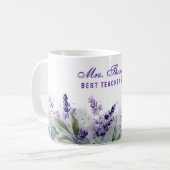 Mug Best Teacher Appreciation Lavender Spring Floral (Devant gauche)