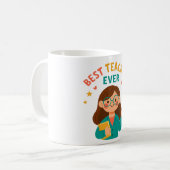 Mug Best Teacher Ever – Cute Cartoon Appreciation (Devant gauche)