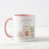 Mug Best Teacher Ever Cute Kawaii Kitty Cat Sweet Pink (Gauche)