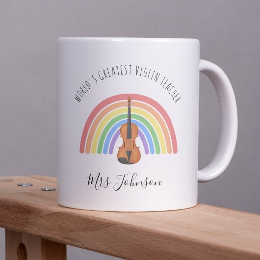 Mug Best Violin Teacher Rainbow Music Thank you Gift