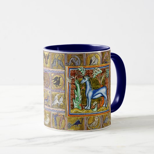 MUG BESTIAIRE MÉDIÉVAL, UNICORNE, ANIMAUX FANTASTIQUES (Devant droit)