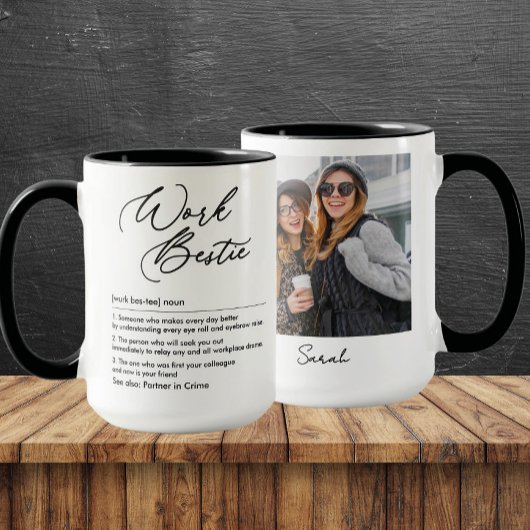 Mug Bestie de travail amusant Définition Photo et nom