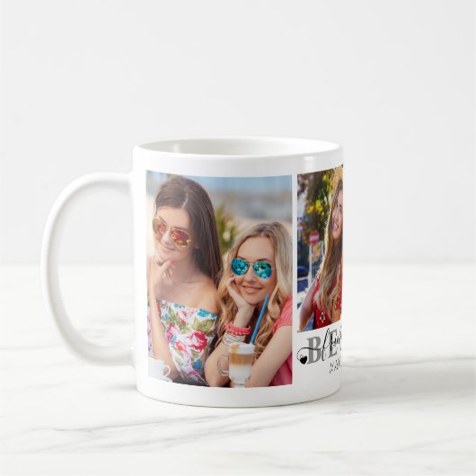 Mug BESTIES Amis Forever Script 3 Photo Personnaliser (Gauche)