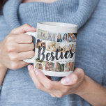 Mug BESTIES, Collage de photos et noms | BFF<br><div class="desc">L'un des trésors de la vie est d'avoir une cuppa avec votre bestie ! Faites-vous savoir ce qu'ils signifient pour vous avec cette tasse branchée de collage photo 'Best Friends'. Avec 12 photos carrés de votre choix, qui sont facilement téléchargées depuis votre téléphone ou ordinateur, le texte 'bestie' en gros...</div>