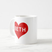 Mug BETH NOM Cœur d'amour rouge (Devant gauche)