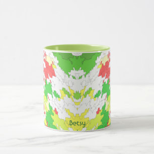 Mug BETSY ~ Blanc Vert Rouge Jaune NOËL
