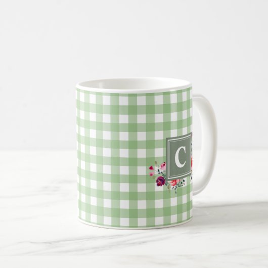 Mug Beuatiful classique de verdure tartan initial flor (Devant droit)