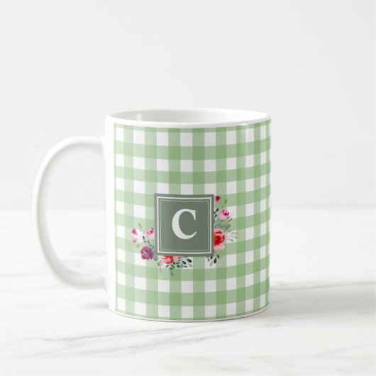 Mug Beuatiful classique de verdure tartan initial flor (Gauche)